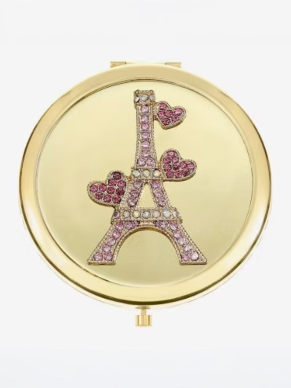 NIB Monet Gold Eiffel Tower Rhinestone Compact Mirror - Picture 3 of 8